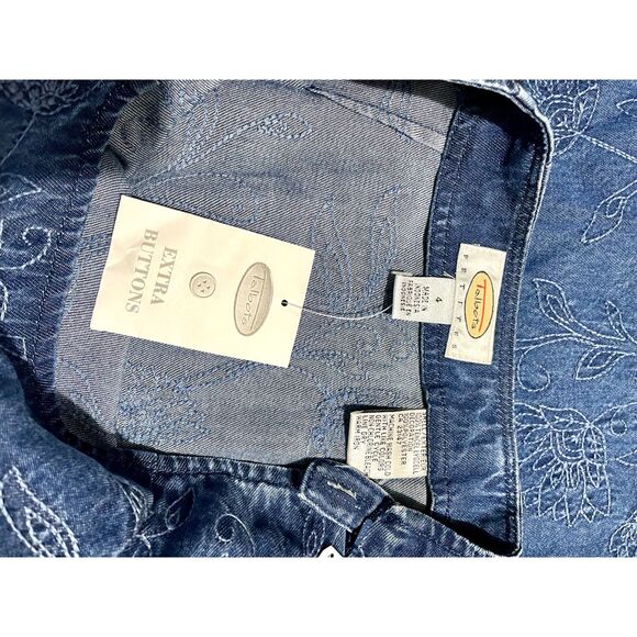 Talbots VTG chambray skirt wester peasant gypsy embroidery flare blue women 4P - Picture 4 of 5